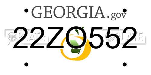 22ZO552 Georgia License Plate