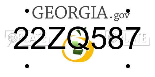 22ZQ587 Georgia License Plate