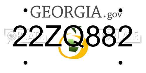 22ZQ882 Georgia License Plate
