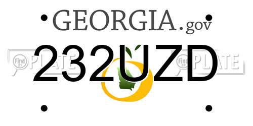 232UZD Georgia License Plate