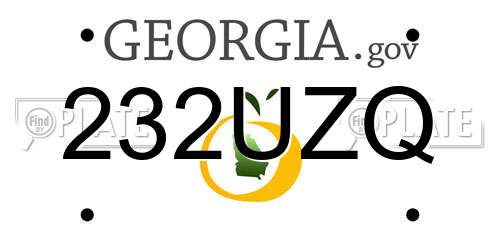 232UZQ Georgia License Plate