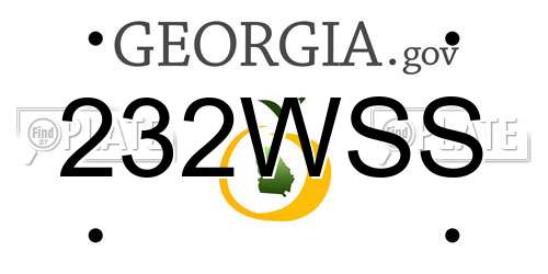 232WSS Georgia License Plate