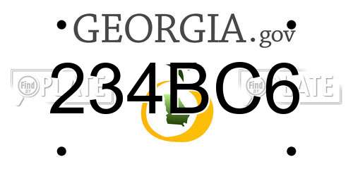 234BC6 Georgia License Plate