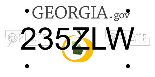 235ZLW Georgia License Plate