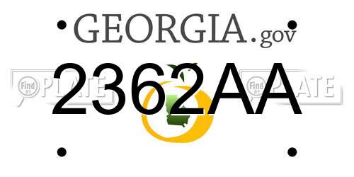 2362AA Georgia License Plate