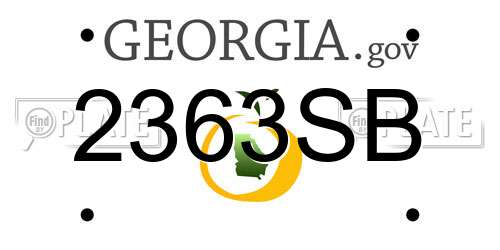 2363SB Georgia License Plate