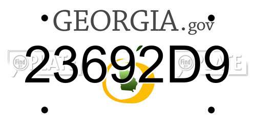 23692D9 Georgia License Plate