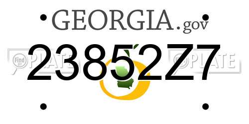 23852Z7 Georgia License Plate