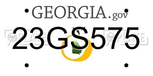 23GS575 Georgia License Plate