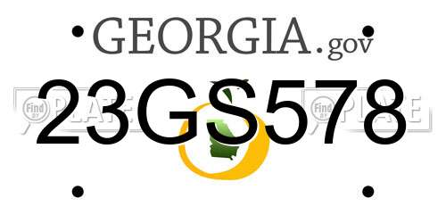 23GS578 Georgia License Plate