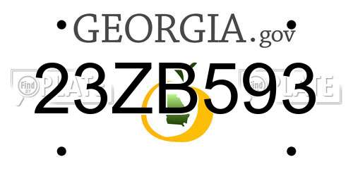 23ZB593 Georgia License Plate