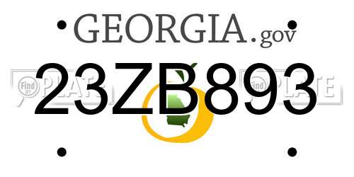 23ZB893 Georgia License Plate