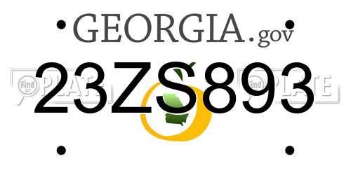 23ZS893 Georgia License Plate