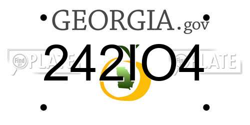 242IO4 Georgia License Plate