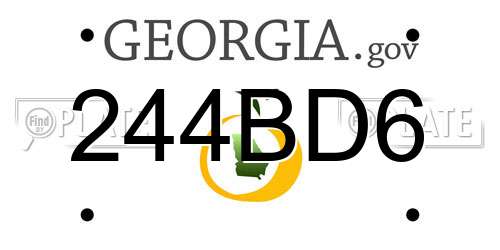 244BD6 Georgia License Plate