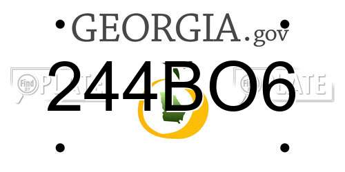 244BO6 Georgia License Plate