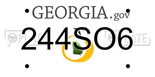 244SO6 Georgia License Plate
