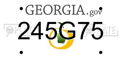 245G75 Georgia License Plate
