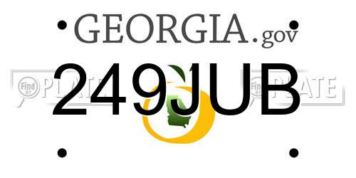 249JUB Georgia License Plate