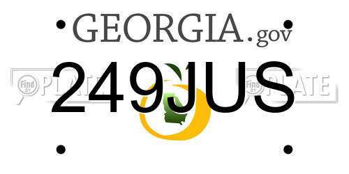 249JUS Georgia License Plate