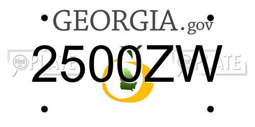 2500ZW Georgia License Plate