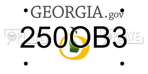 250OB3 Georgia License Plate