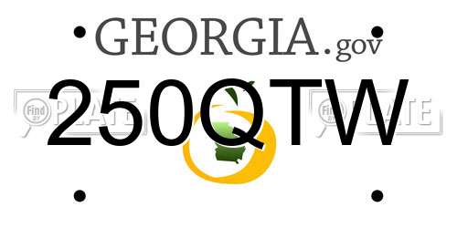 250QTW Georgia License Plate