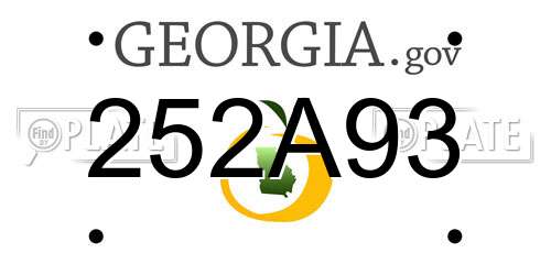 252A93 Georgia License Plate
