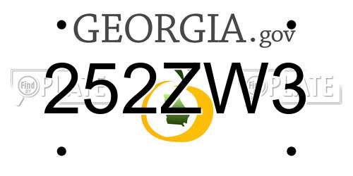252ZW3 Georgia License Plate