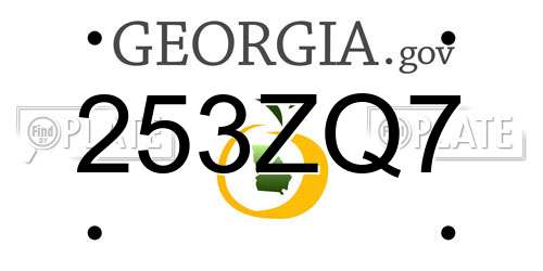 253ZQ7 Georgia License Plate