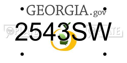 2543SW Georgia License Plate