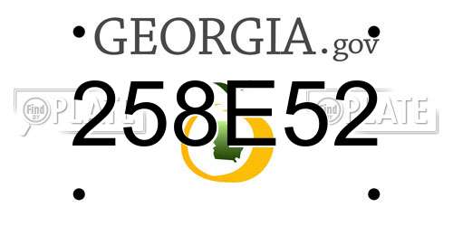 258E52 Georgia License Plate