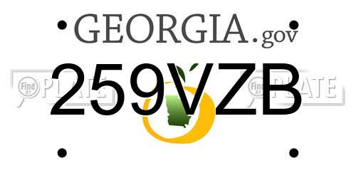 259VZB Georgia License Plate