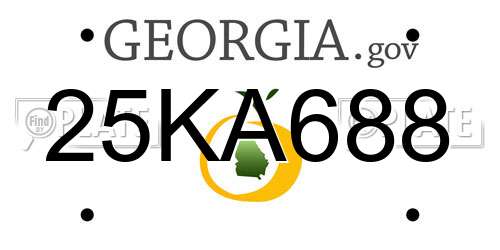 25KA688 Georgia License Plate