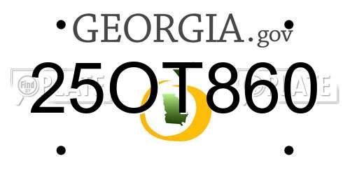 25OT860 Georgia License Plate
