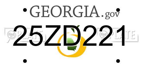25ZD221 Georgia License Plate