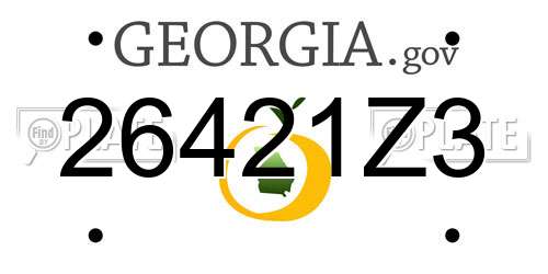 26421Z3 Georgia License Plate