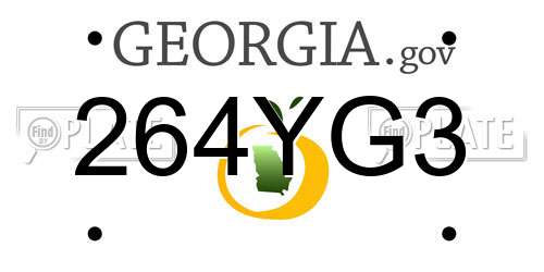 264YG3 Georgia License Plate