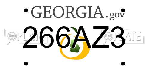 266AZ3 Georgia License Plate