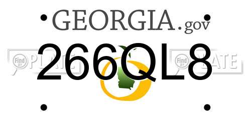 266QL8 Georgia License Plate