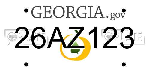 26AZ123 Georgia License Plate