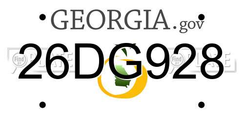 26DG928 Georgia License Plate