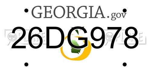 26DG978 Georgia License Plate