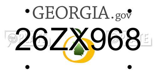 26ZX968 Georgia License Plate