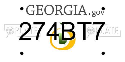 274BT7 Georgia License Plate