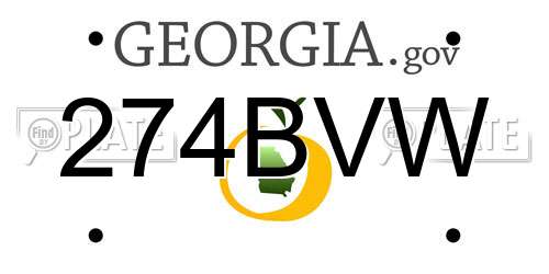 274BVW Georgia License Plate