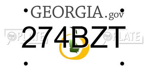 274BZT Georgia License Plate