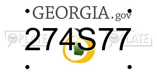 274S77 Georgia License Plate