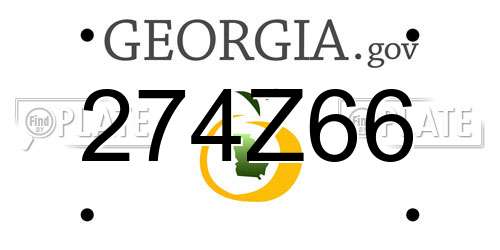 274Z66 Georgia License Plate