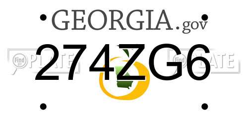 274ZG6 Georgia License Plate